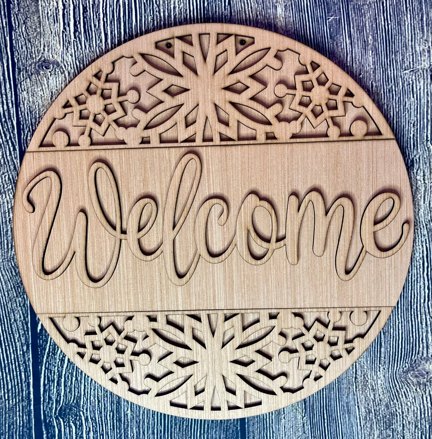 Snowflake Welcome Wood Door Hanger Blank