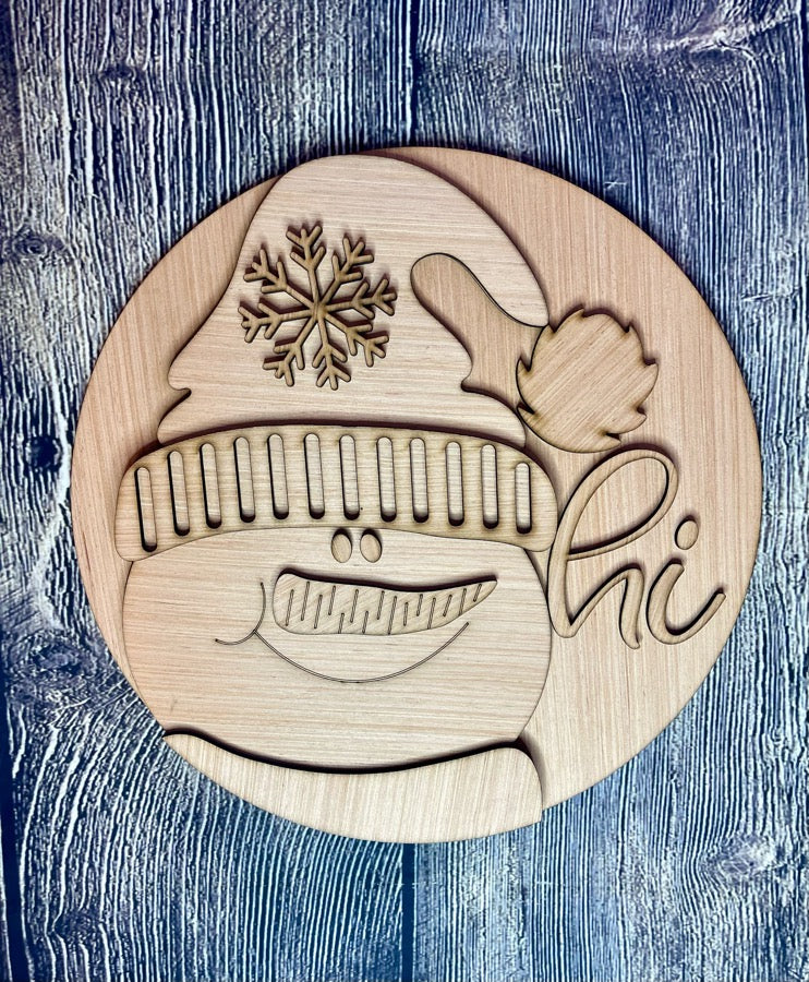 Snowman Winter Wood Door Hanger Blank