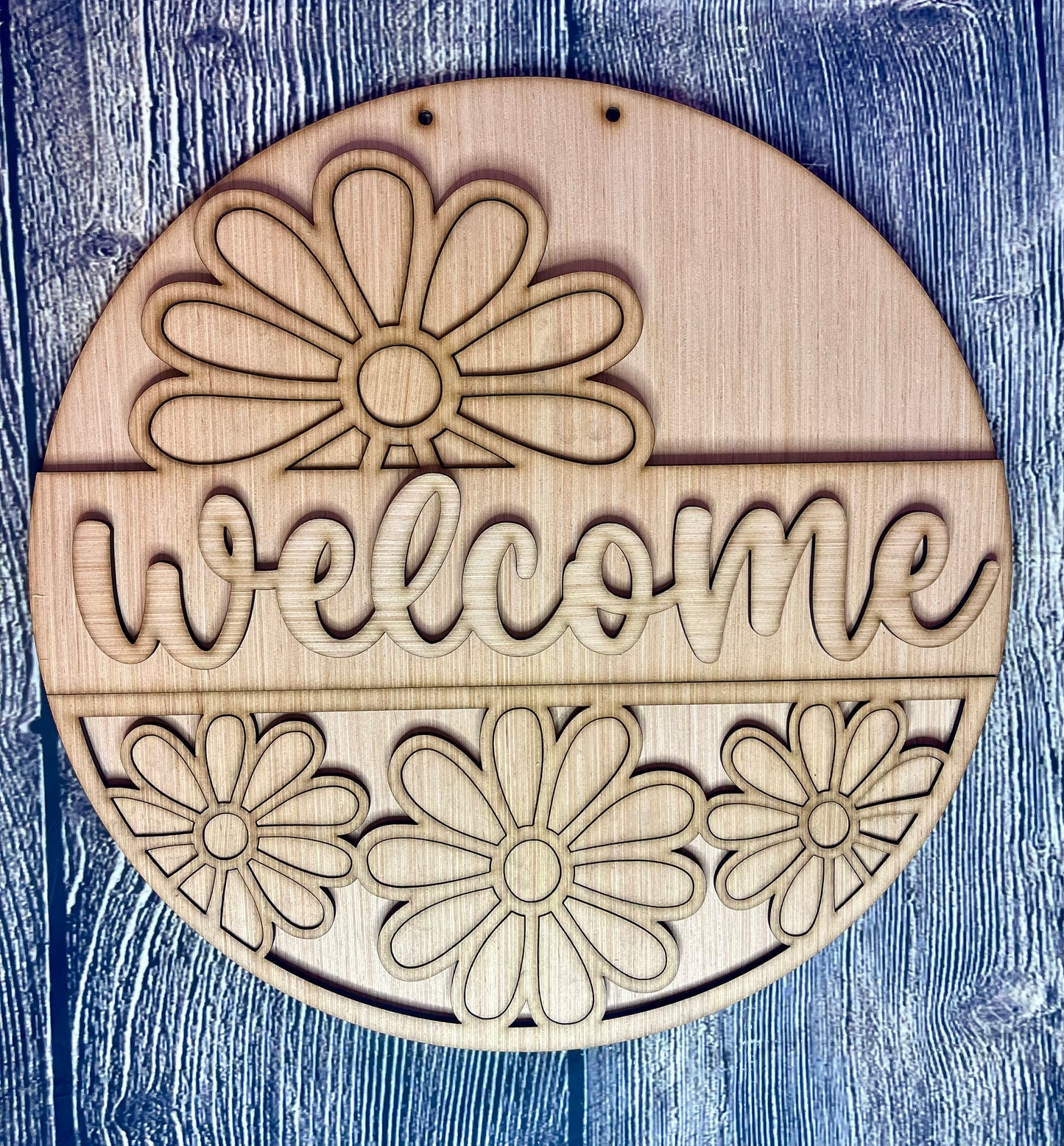 Daisy Welcome Wood Door Hanger Blank
