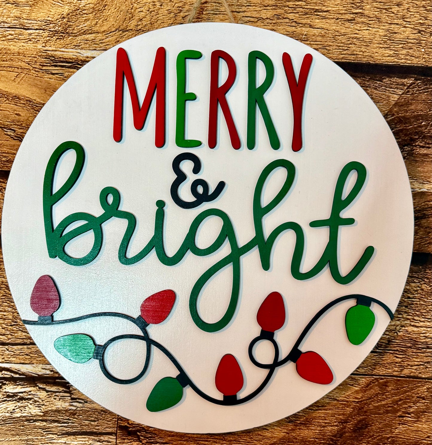 Merry and Bright Christmas Door Hanger