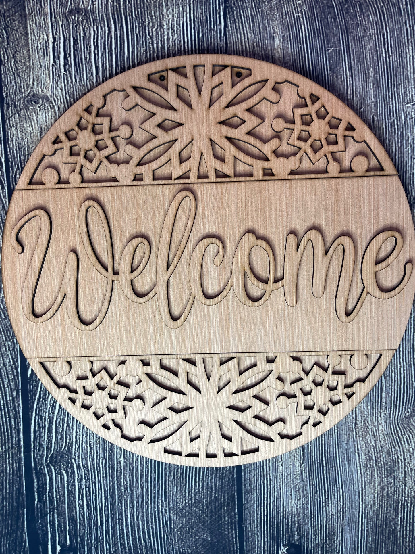 Snowflake Welcome Wood Door Hanger Blank