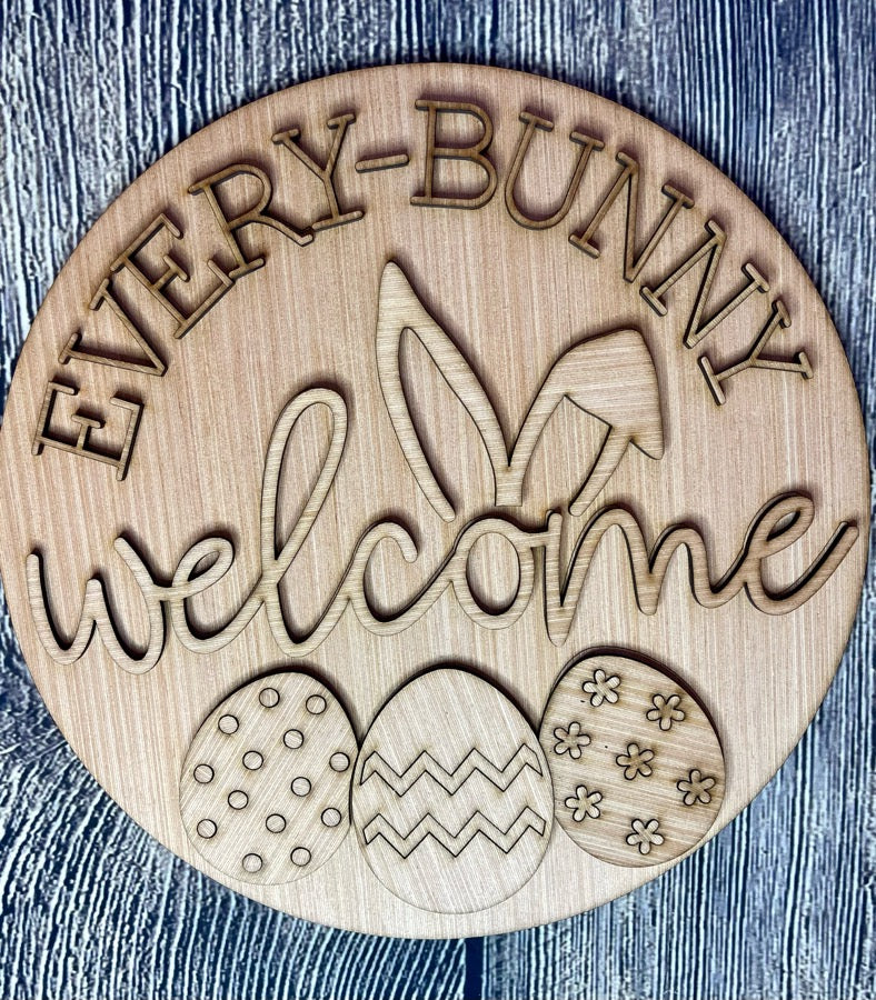 Every Bunny Welcome Easter Door Hanger Blank