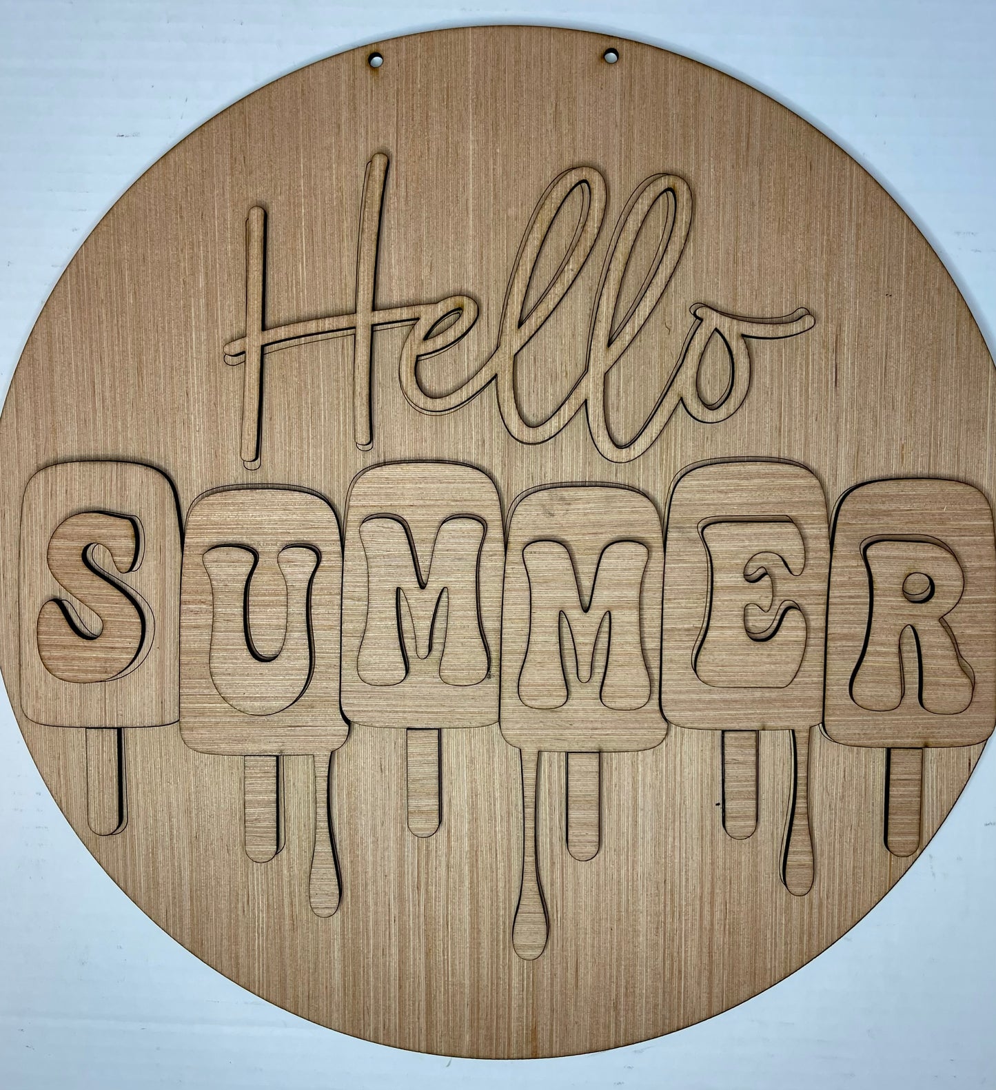 Hello Summer Popsicle Wood Door Hanger Blank