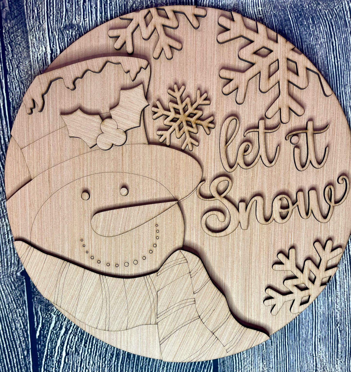 Snowman Let it Snow Wood Door Hanger Blank