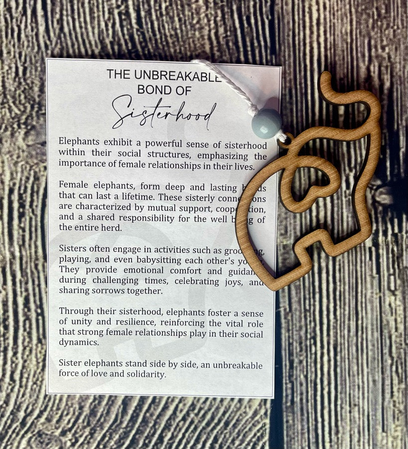 Elephant Sisterhood Wood Ornament Car Charm