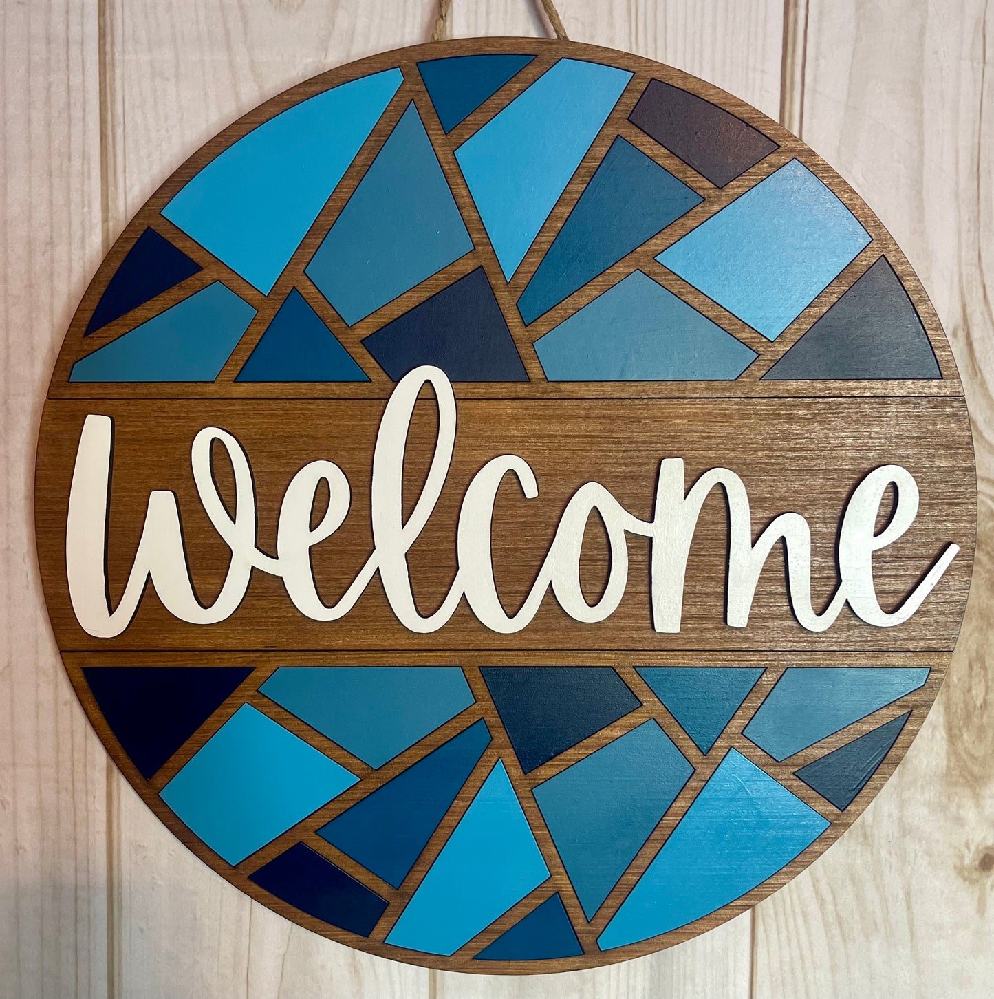 Geometric Boho Welcome Wood Door Hanger