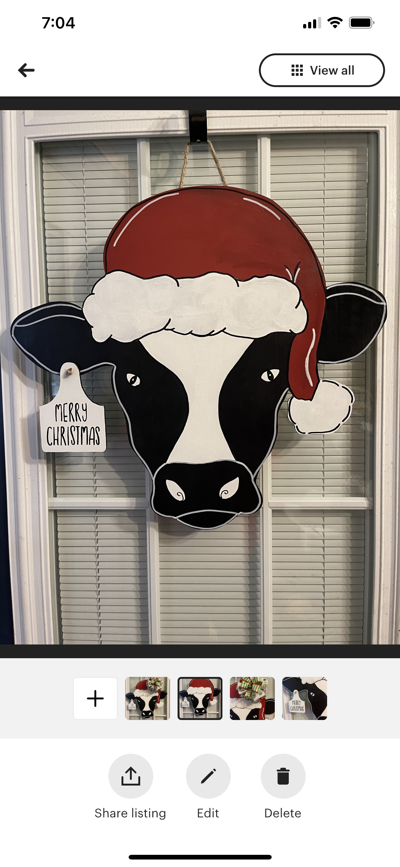 Christmas Cow Head With Tag