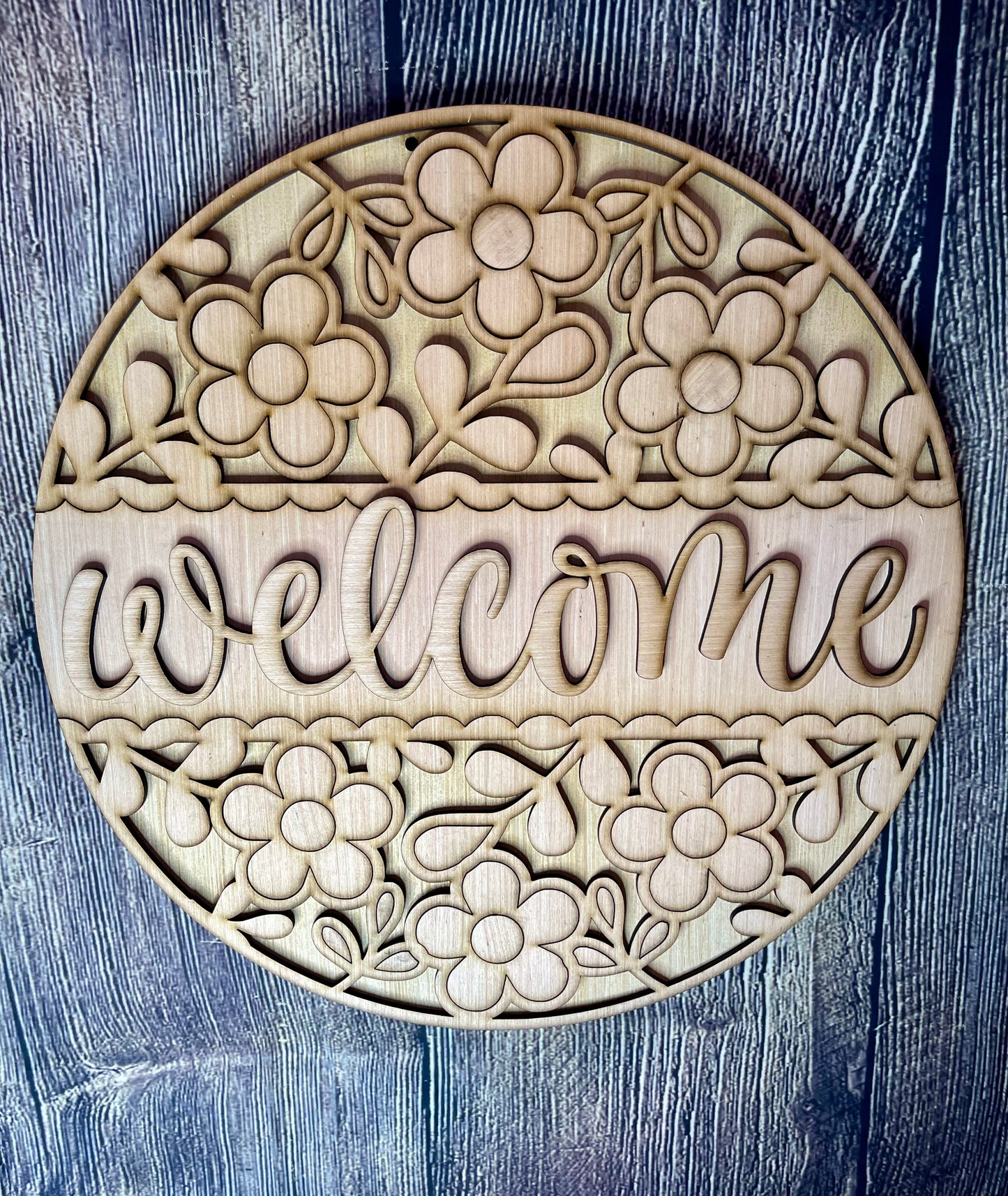 Welcome Floral Door Hanger Blank
