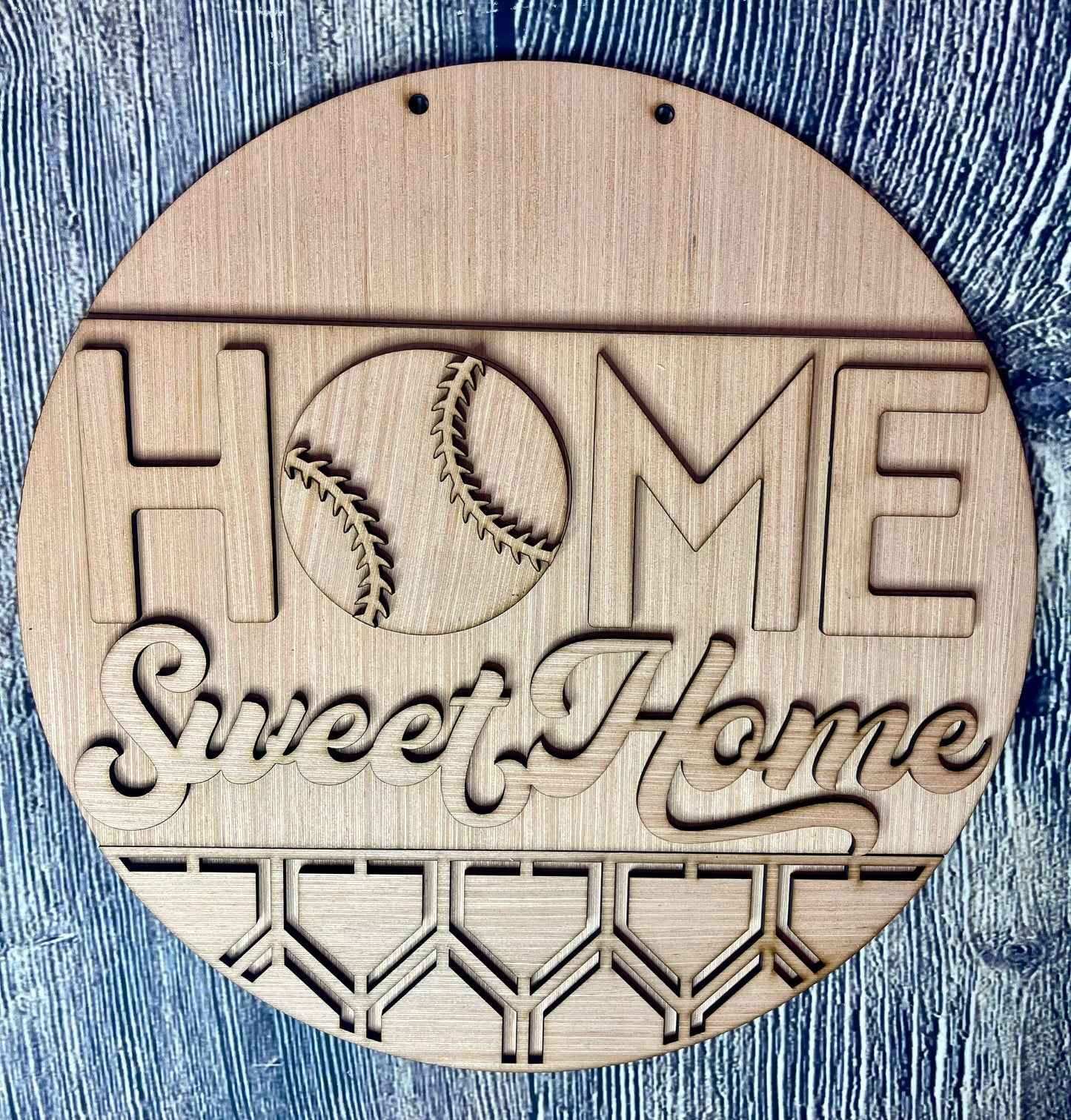 Home Sweet Home Baseball Softball Wood Door Hanger Blank