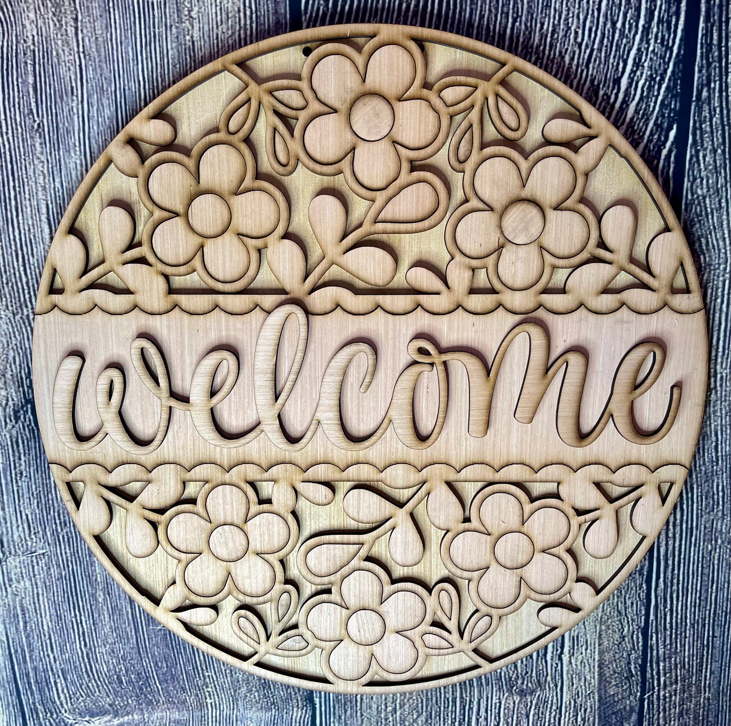 Welcome Floral Door Hanger Blank