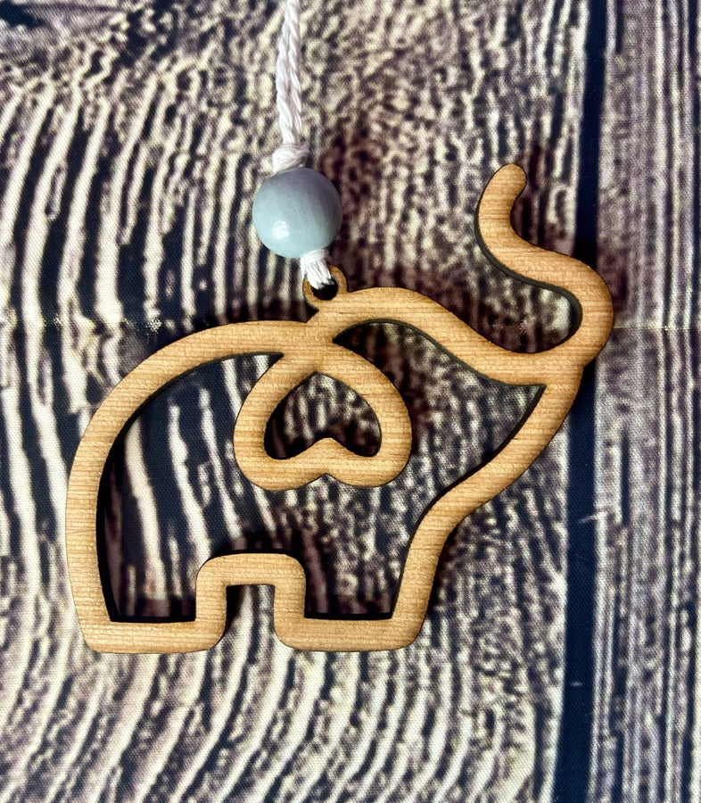 Elephant Sisterhood Wood Ornament Car Charm