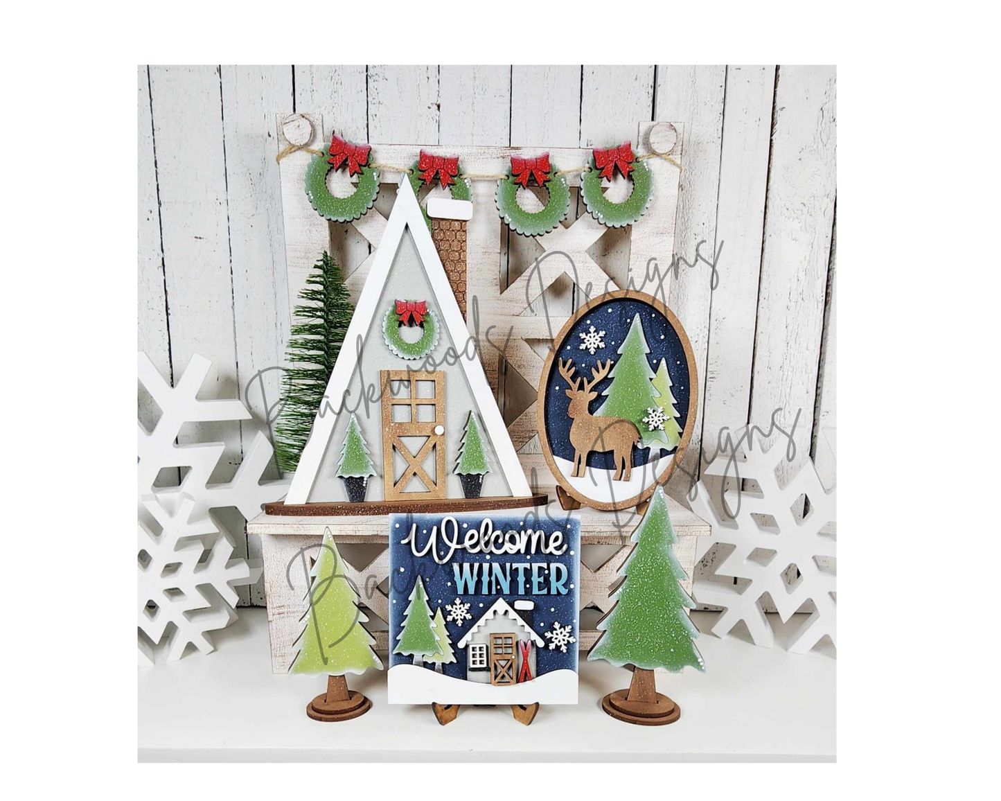 Winter Cabin DIY Tiered Tray Decor