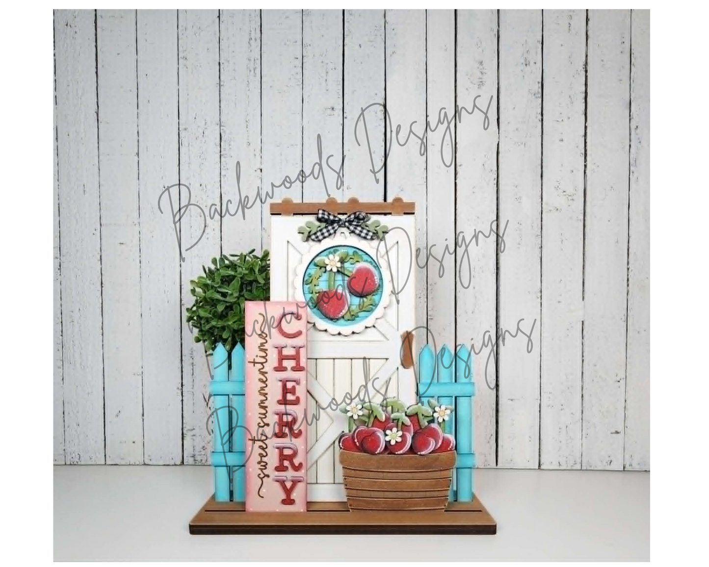 DIY Interchangeable Sweet Cherry Porch Door Insert Set