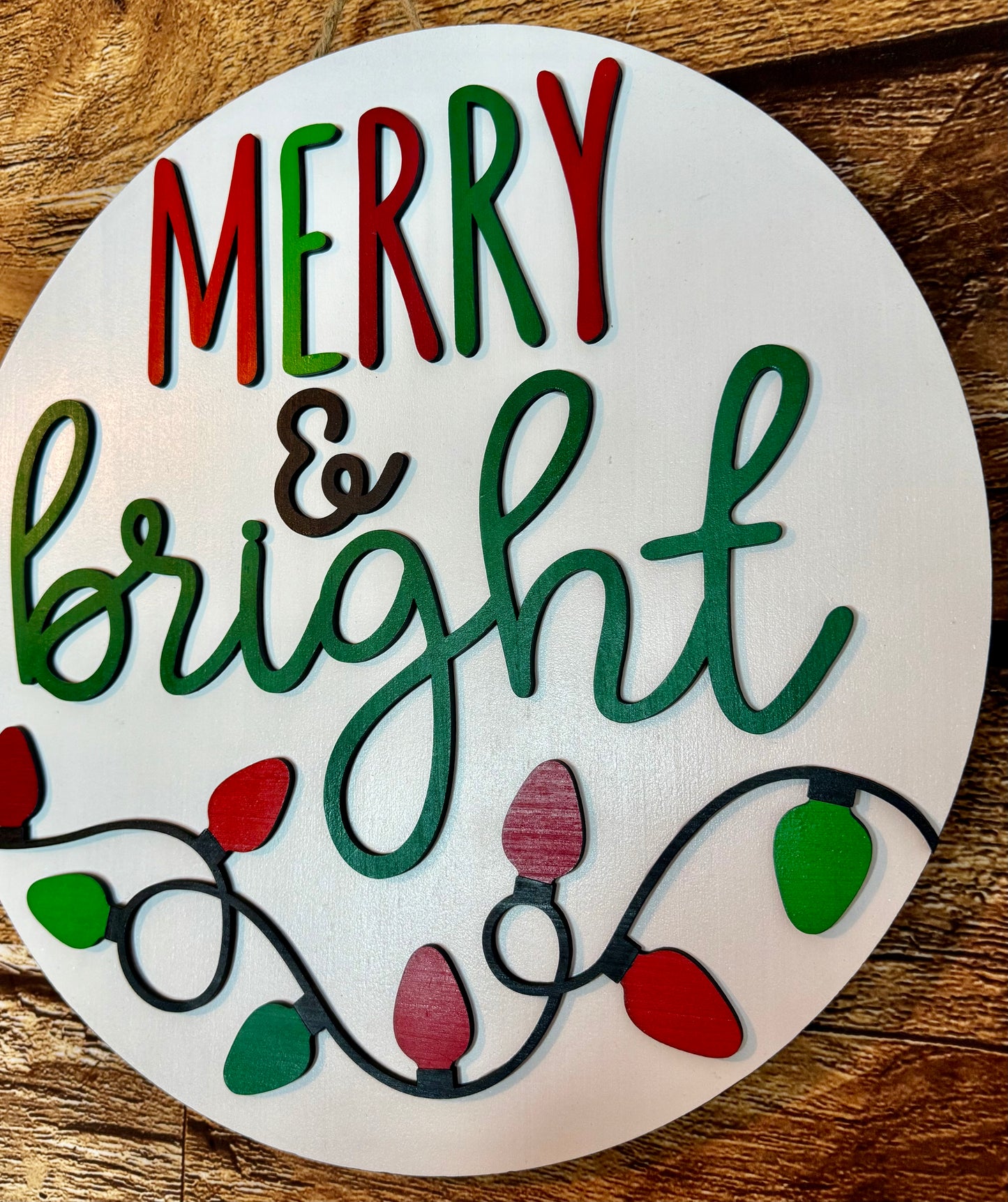 Merry and Bright Christmas Door Hanger