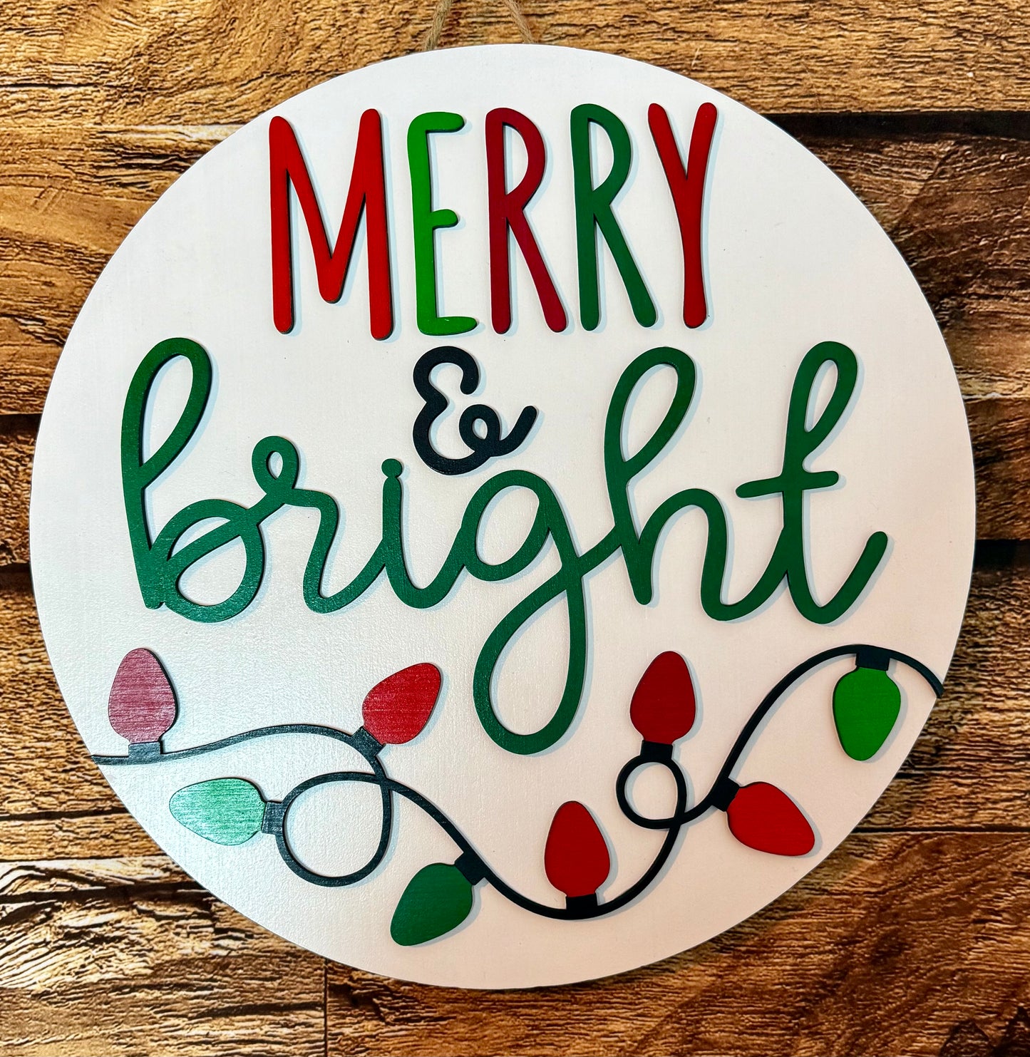Merry and Bright Christmas Door Hanger