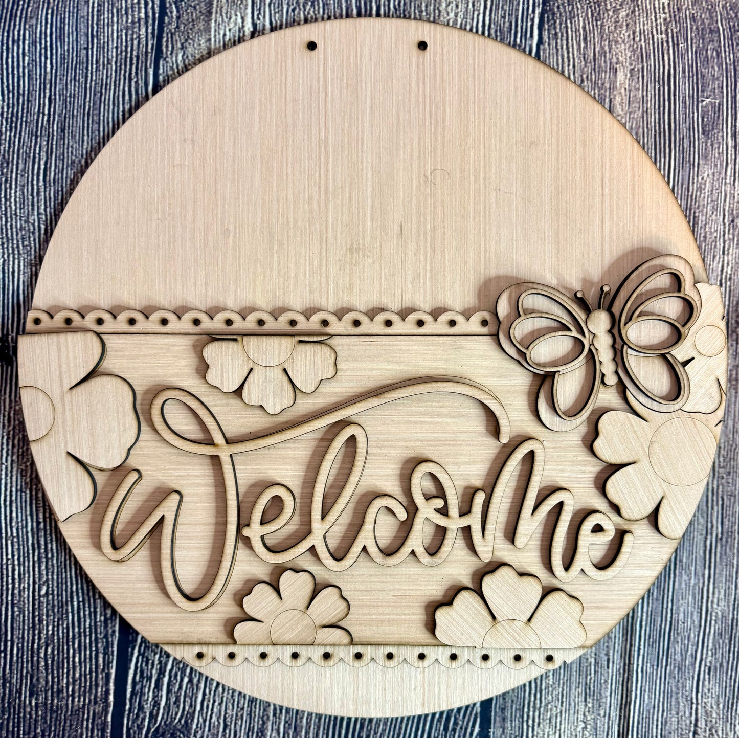 Welcome Butterfly and Daisies Spring Door Hanger Blank