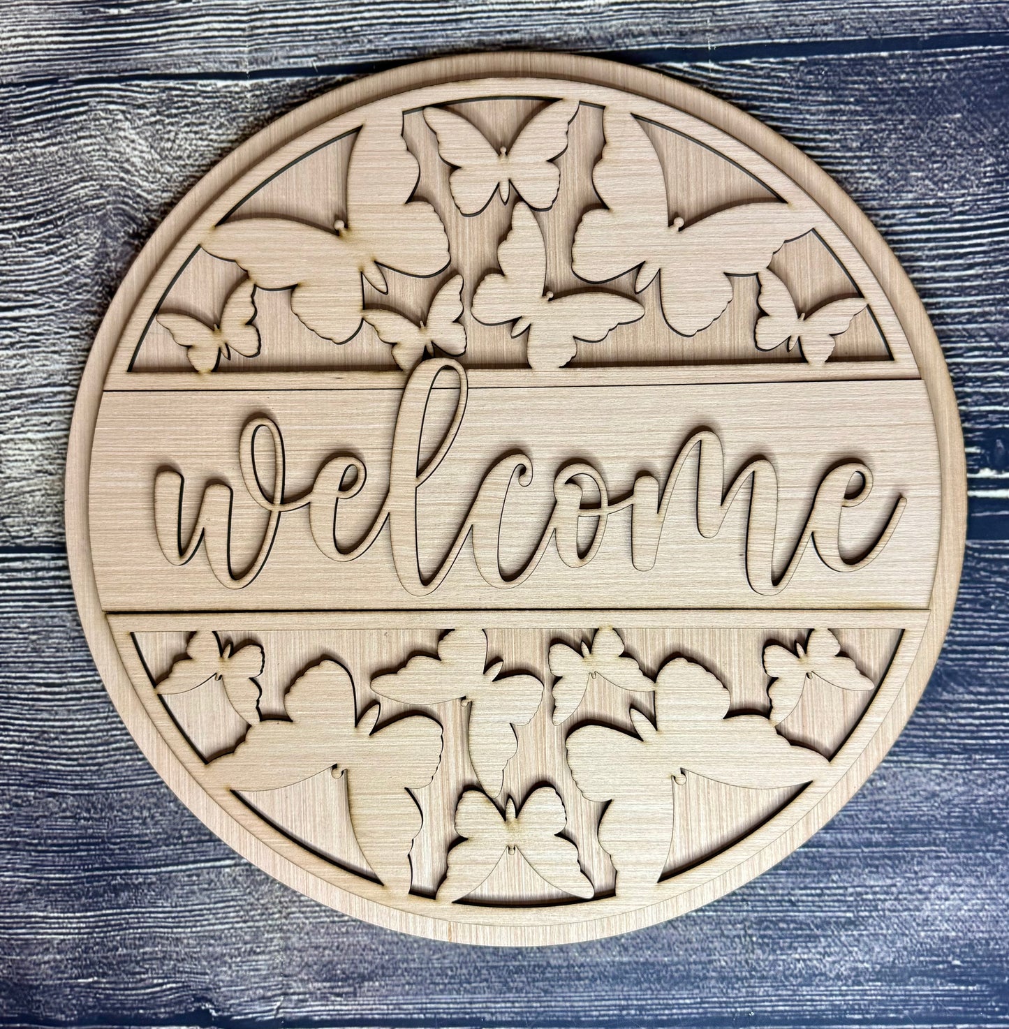 Welcome Butterfly Spring Door Hanger Blank