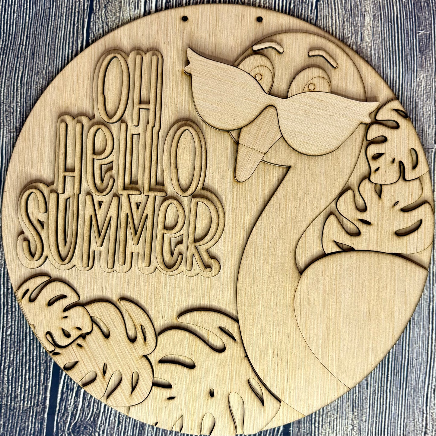Oh Hello Flamingo Door Hanger Blank