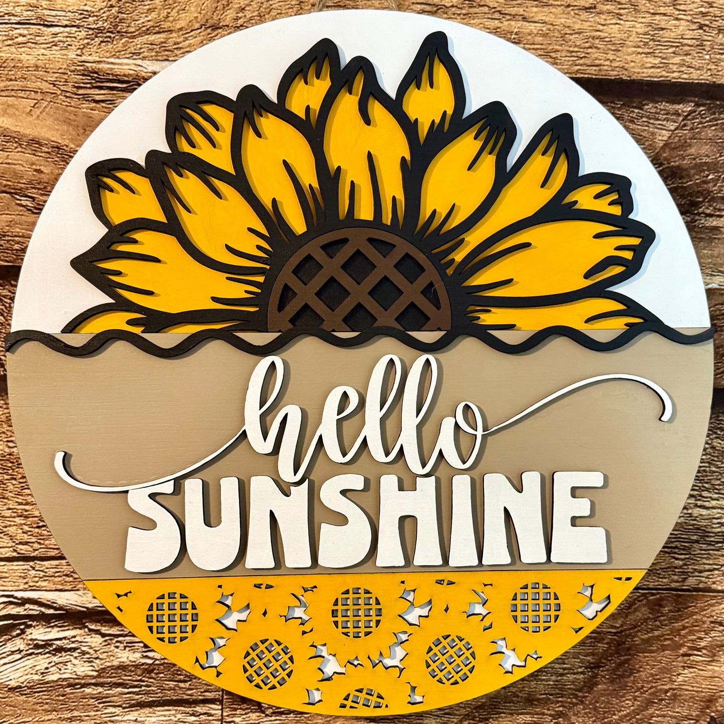 Hello Sunshine Fall Sunflower Wood Door Hanger