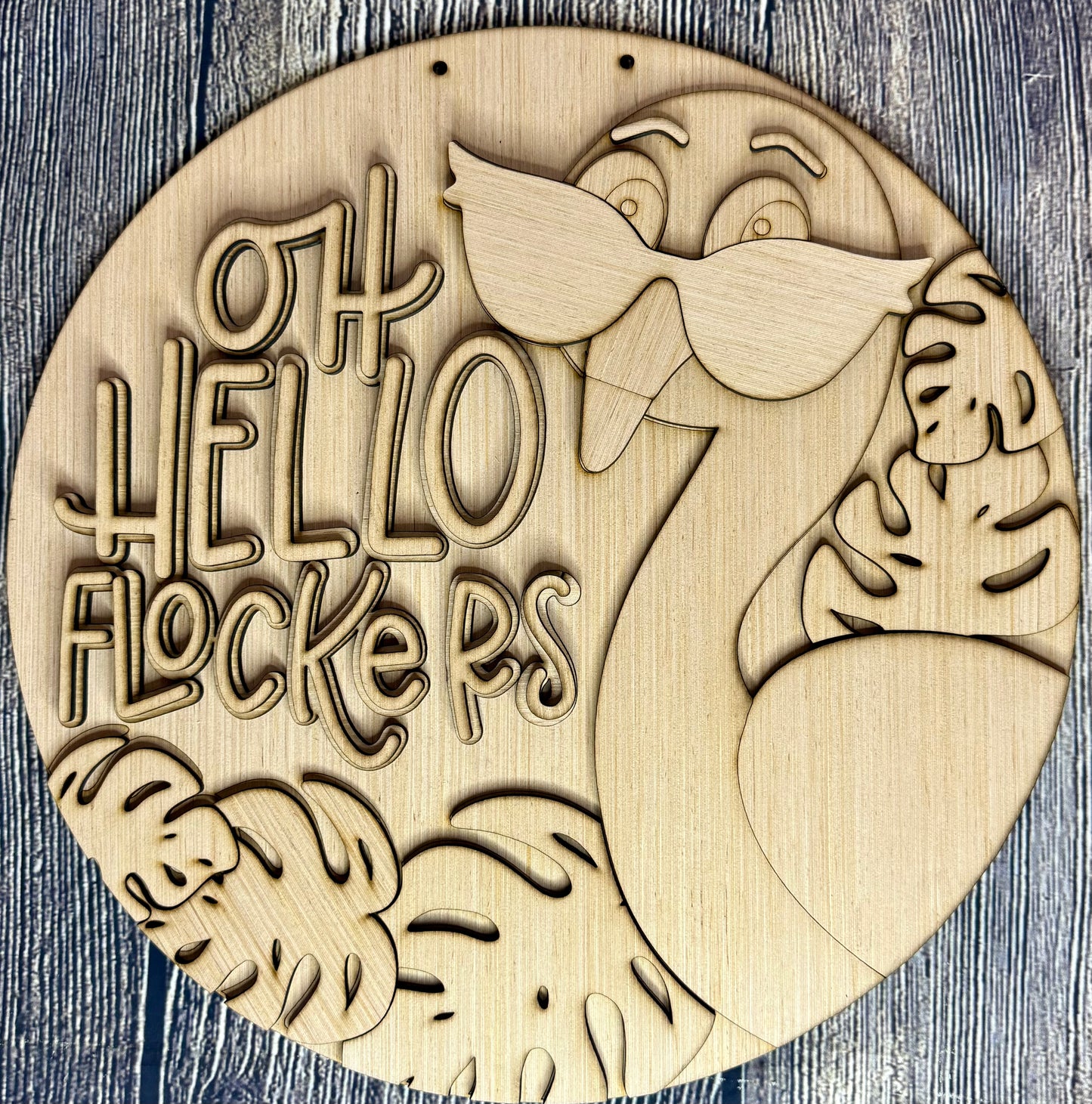 Oh Hello Flamingo Door Hanger Blank