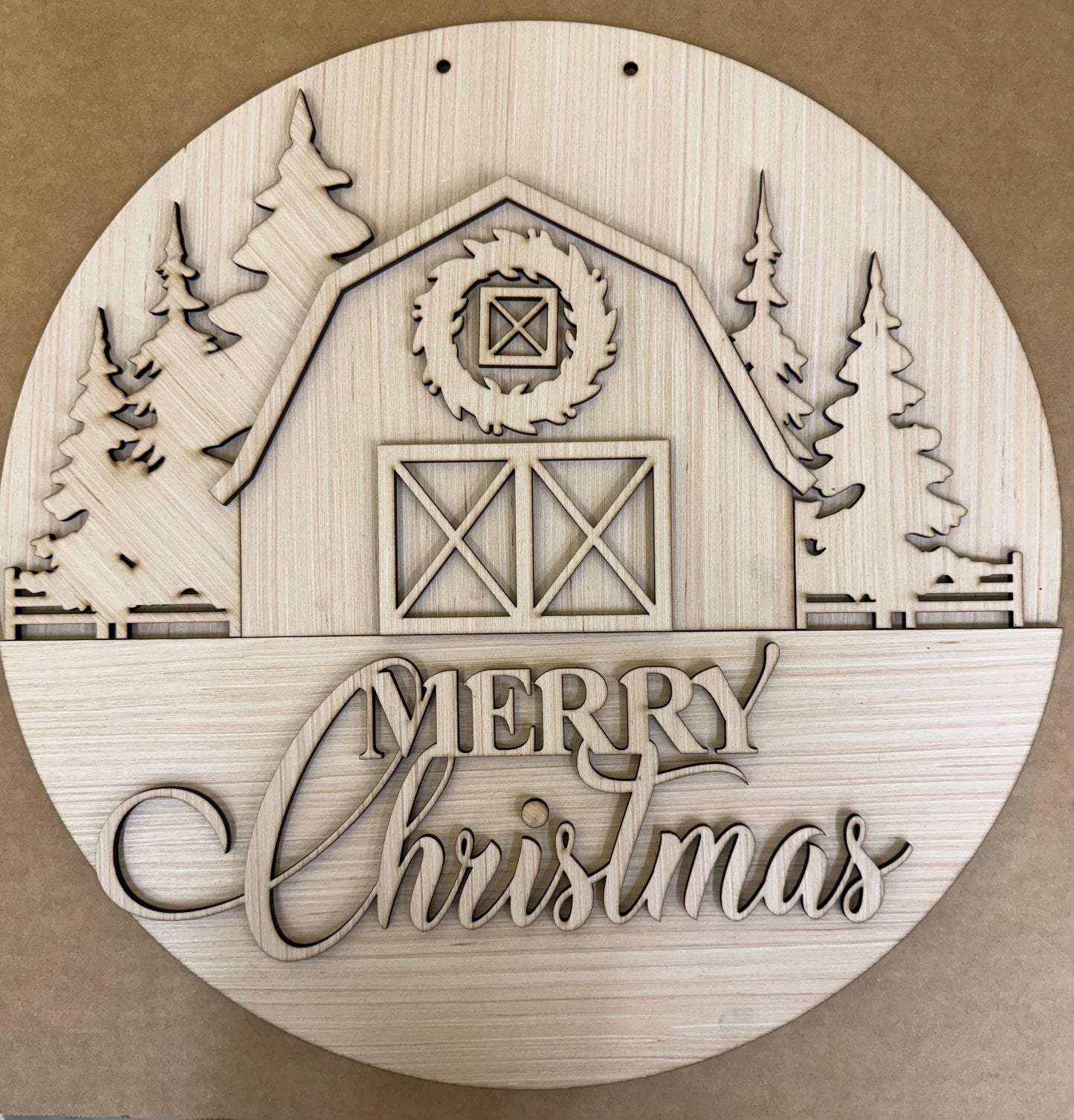 Merry Christmas Barn Wood Door Hanger Blank