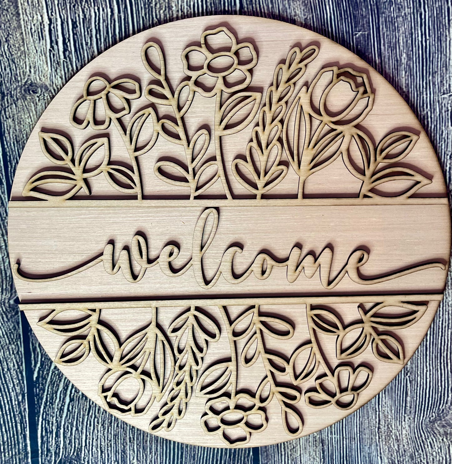 Welcome Spring Wild Flowers Door Hanger Blank