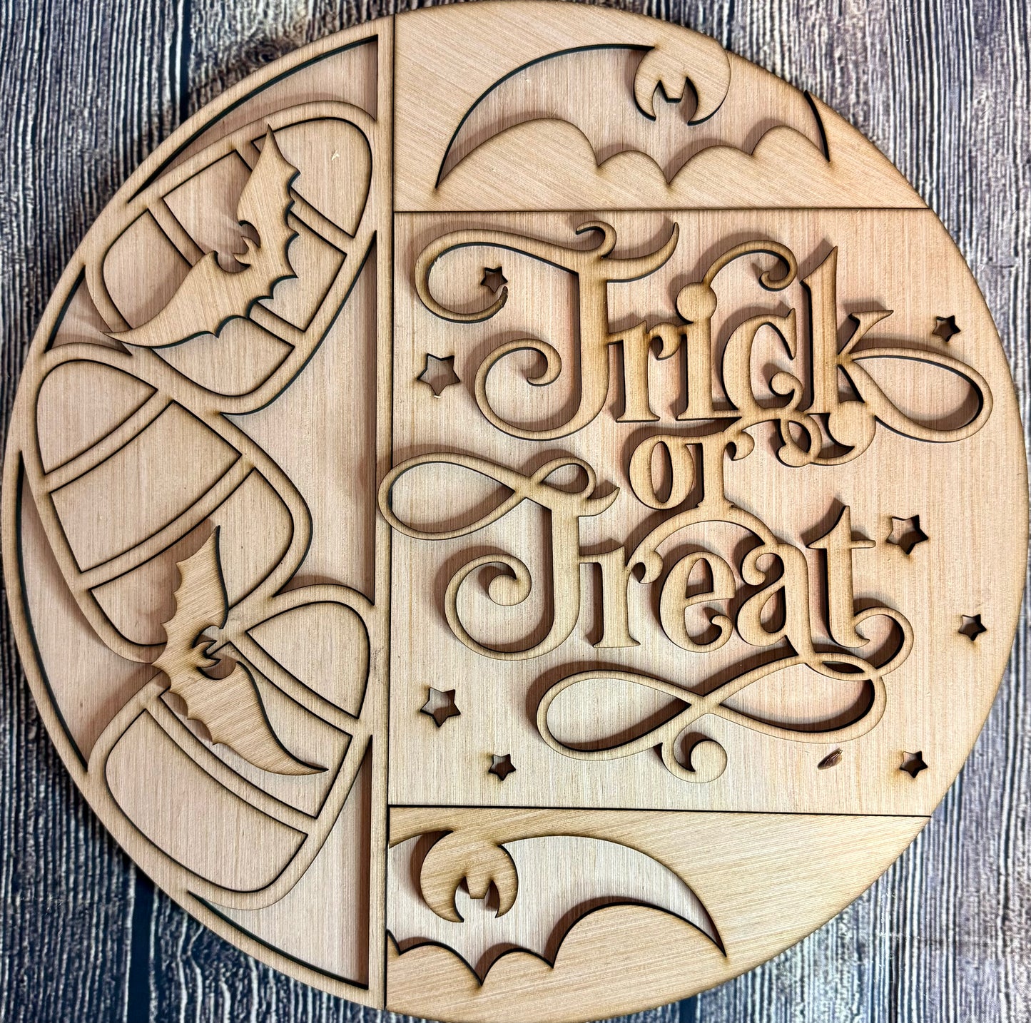 Trick or Treat Candy Corn Bats Halloween Door Hanger Blank