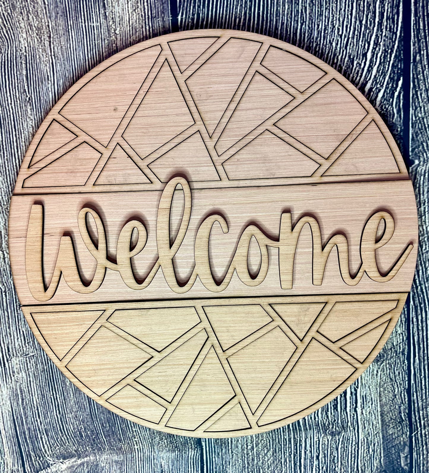 Geometric Welcome Wood Door Hanger Blank