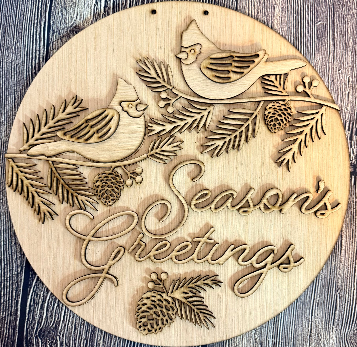 Seasons Greetings Cardinal Blank Wood Door Hanger