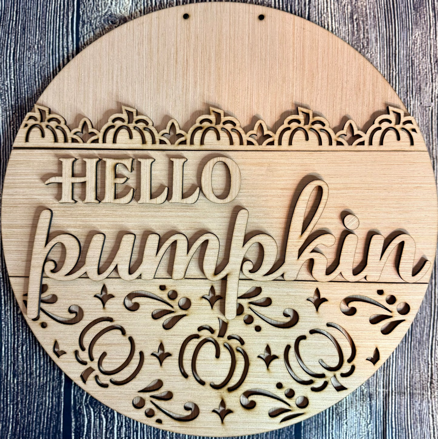 Hello Pumpkin Elegant Design Fall Wood Door Hanger Blank
