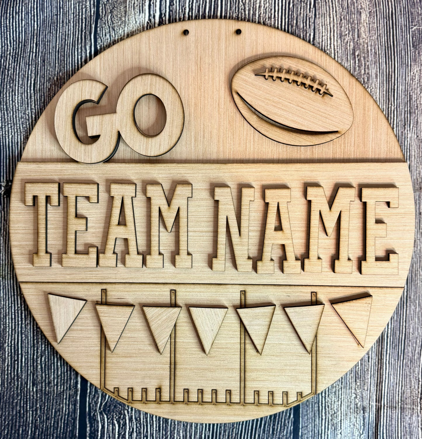 Go Football Team Fall Wood Door Hanger Blank