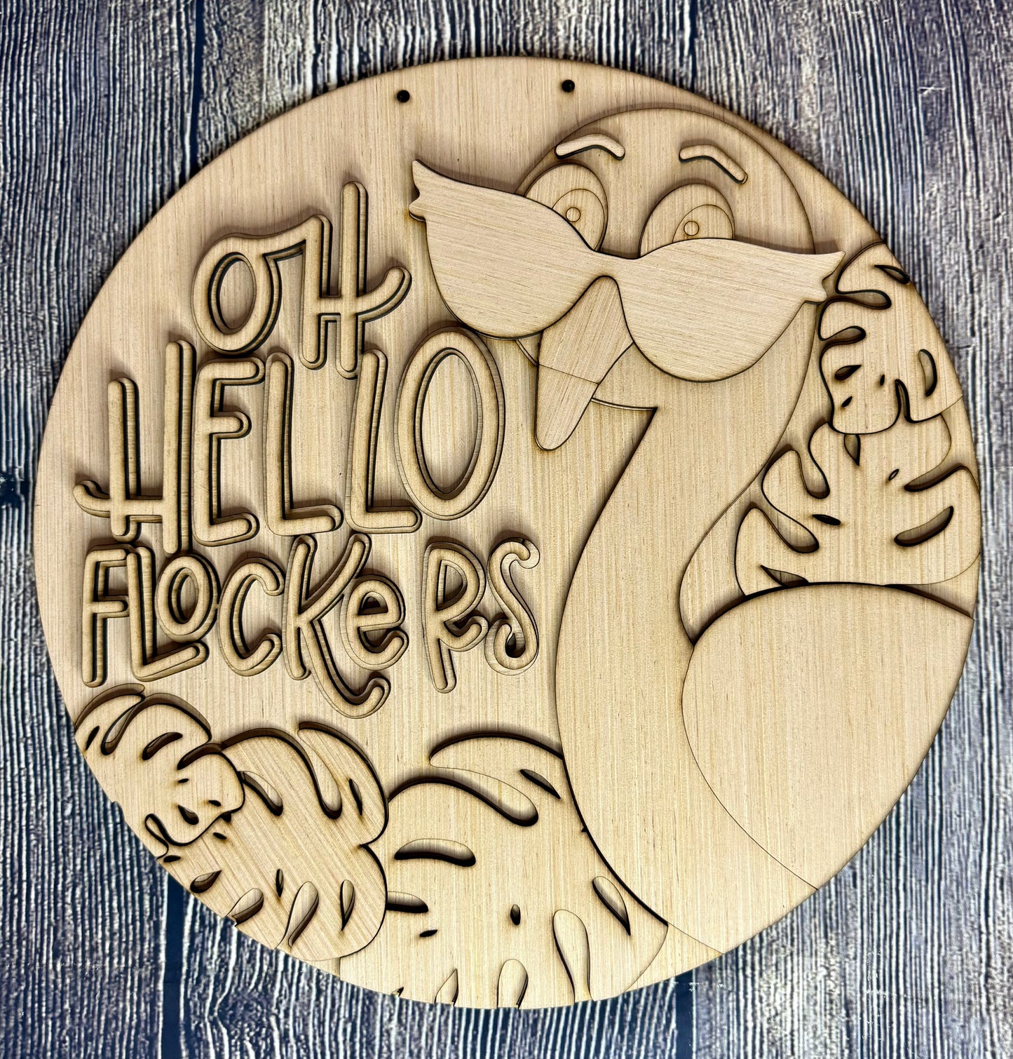 Oh Hello Flamingo Door Hanger Blank