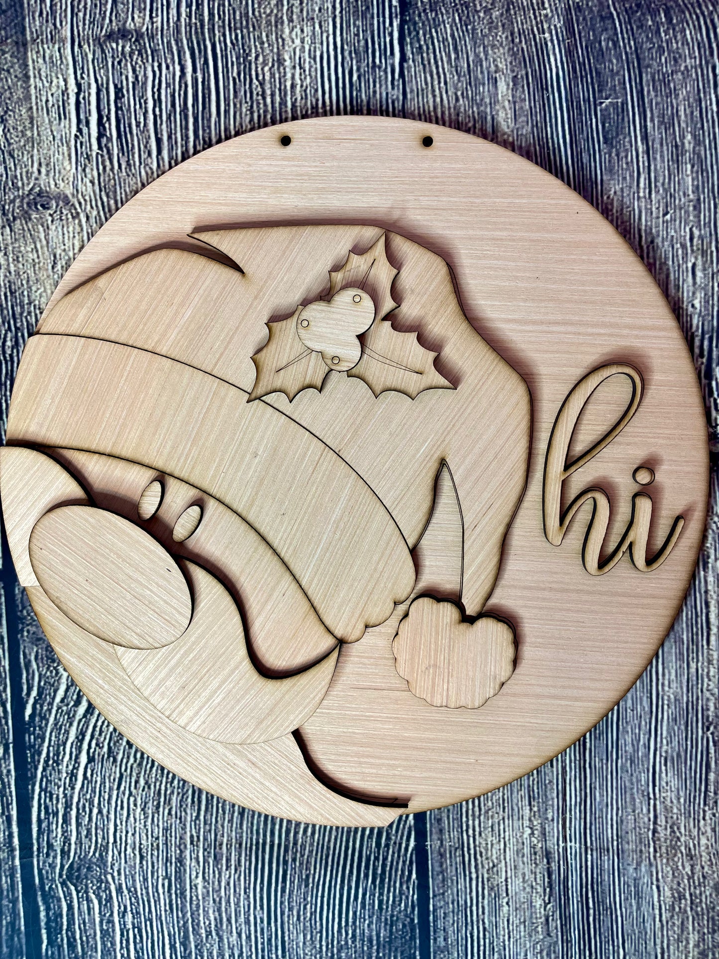 Santa Hi Round Door Hanger Blank