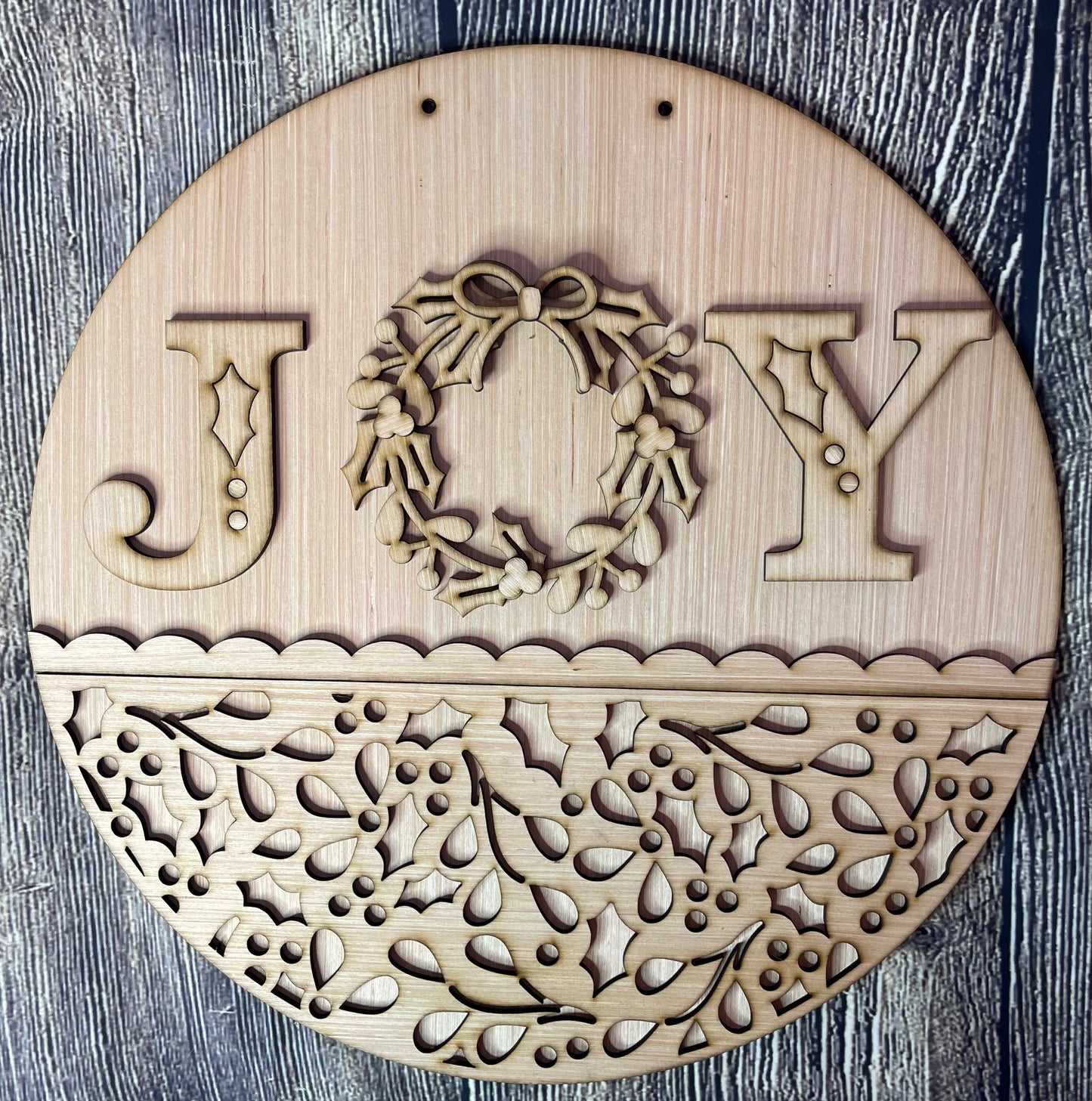 Joy Christmas Round Door Hanger Blank
