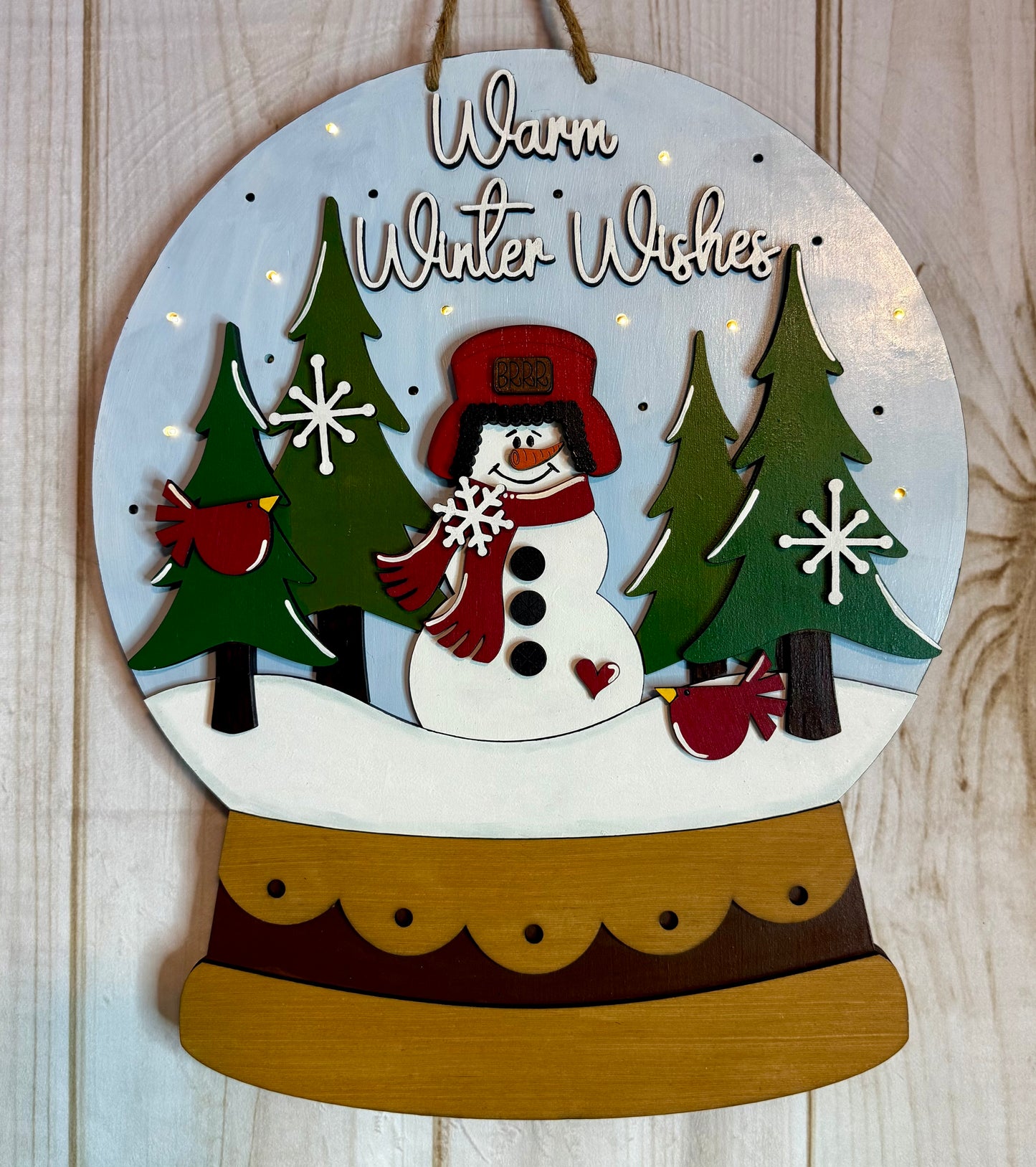 Snowman Snow Globe Lighted Door Hanger