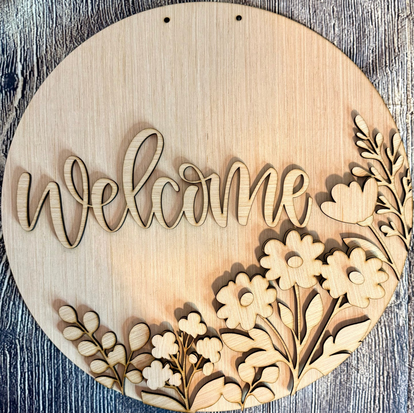 Welcome Spring Summer Flowers Door Hanger Blank