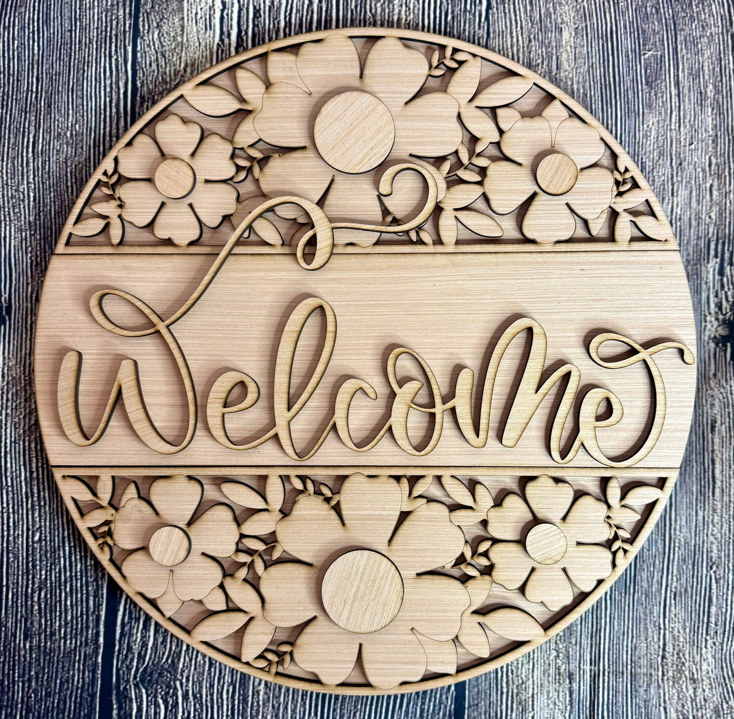 Welcome Daisies Wood Door Hanger Blank