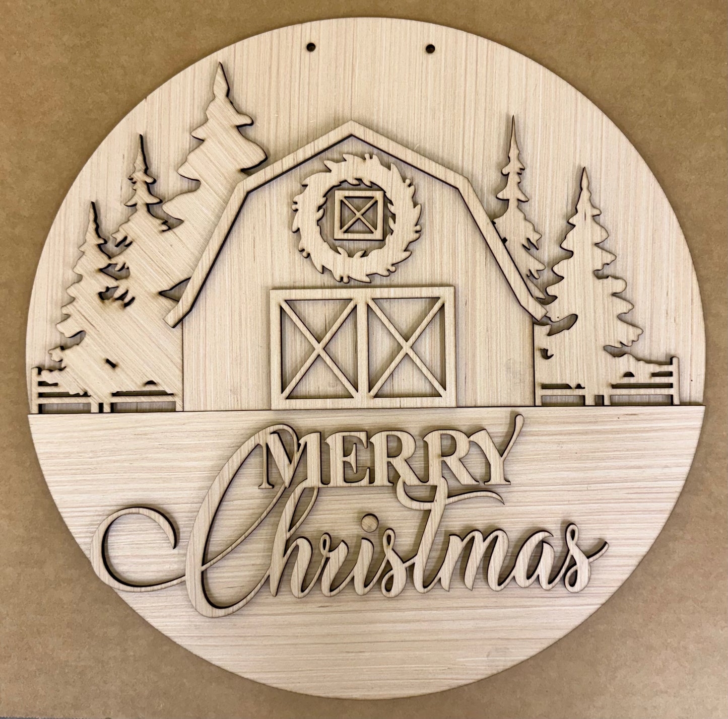 Merry Christmas Barn Wood Door Hanger Blank
