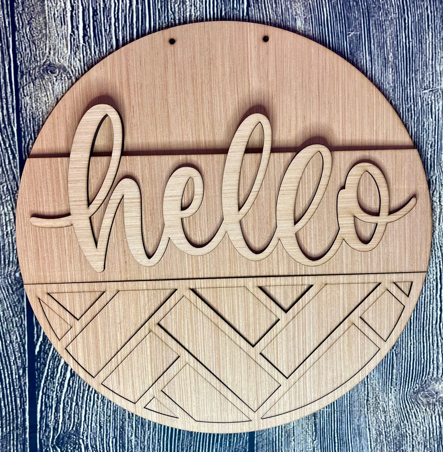 Hello Geometric Modern Wood Door Hanger Blank