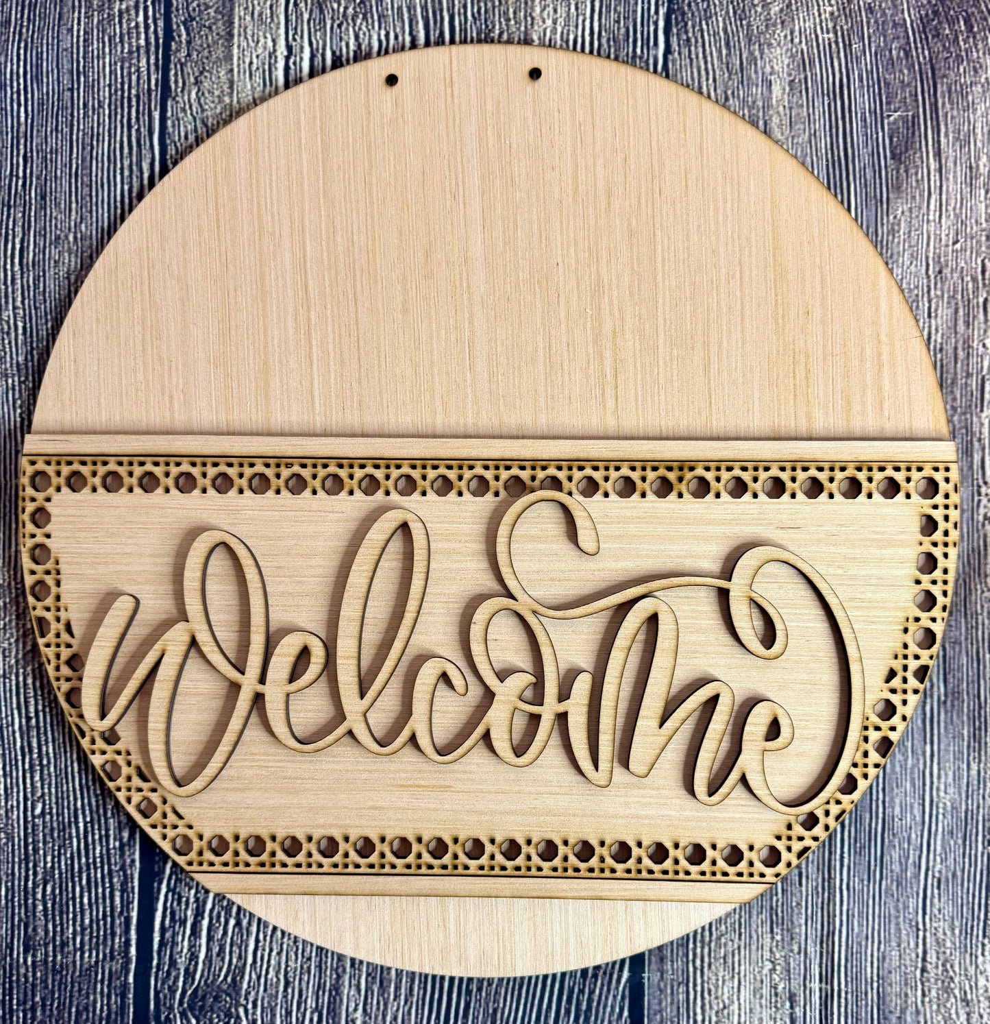 Welcome Rattan Door Hanger Blank