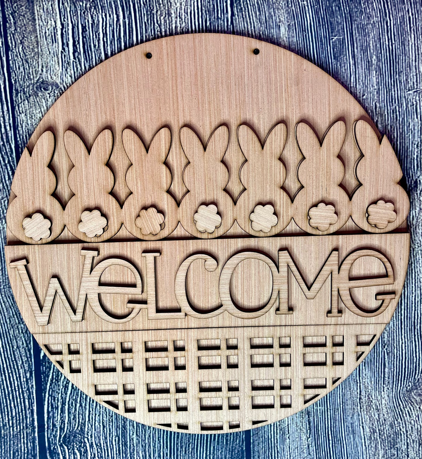 Bunny Tails Welcome Easter Door Hanger Blank