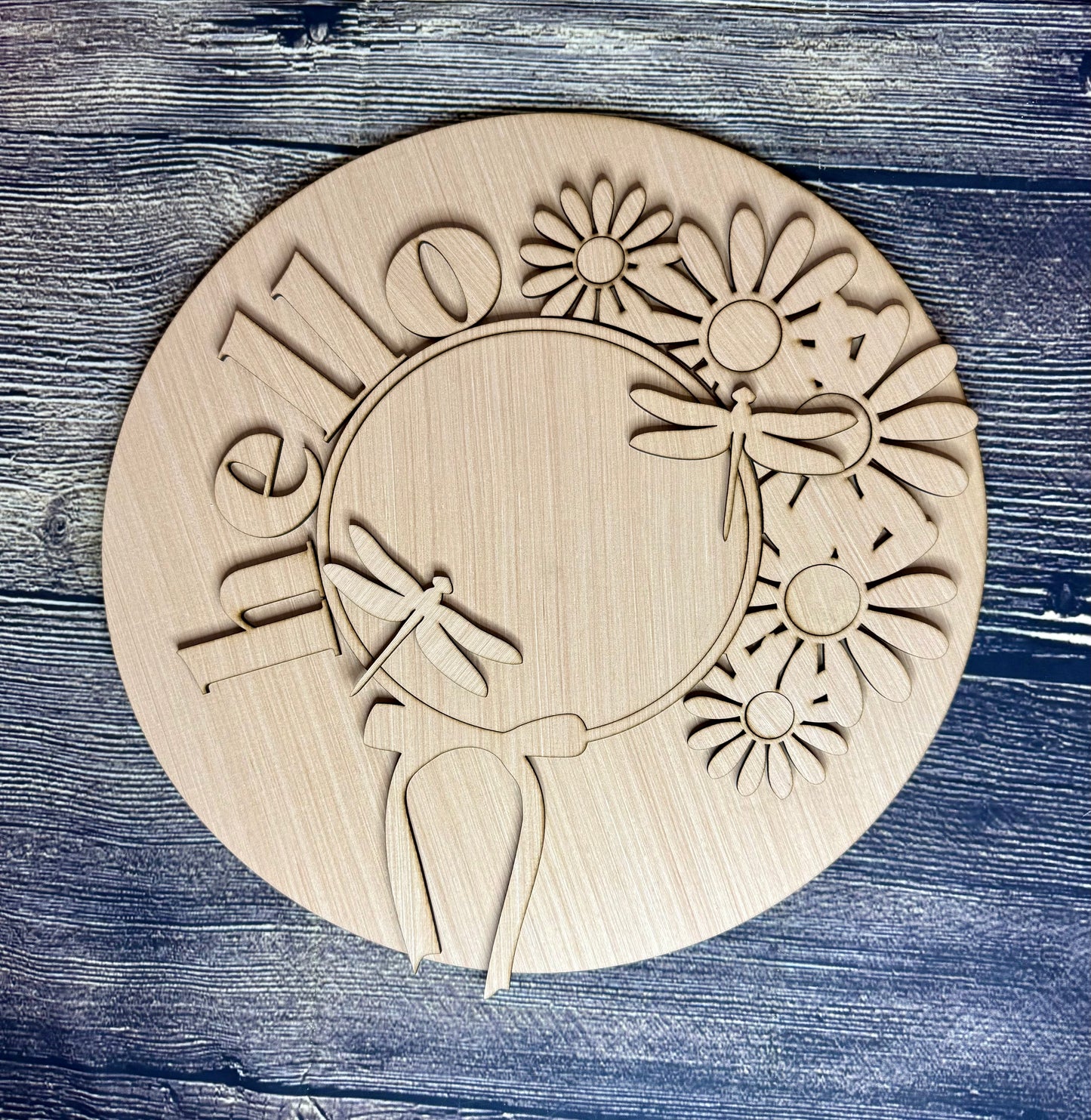 Hello Straw Hat Daisies Door Hanger Blank