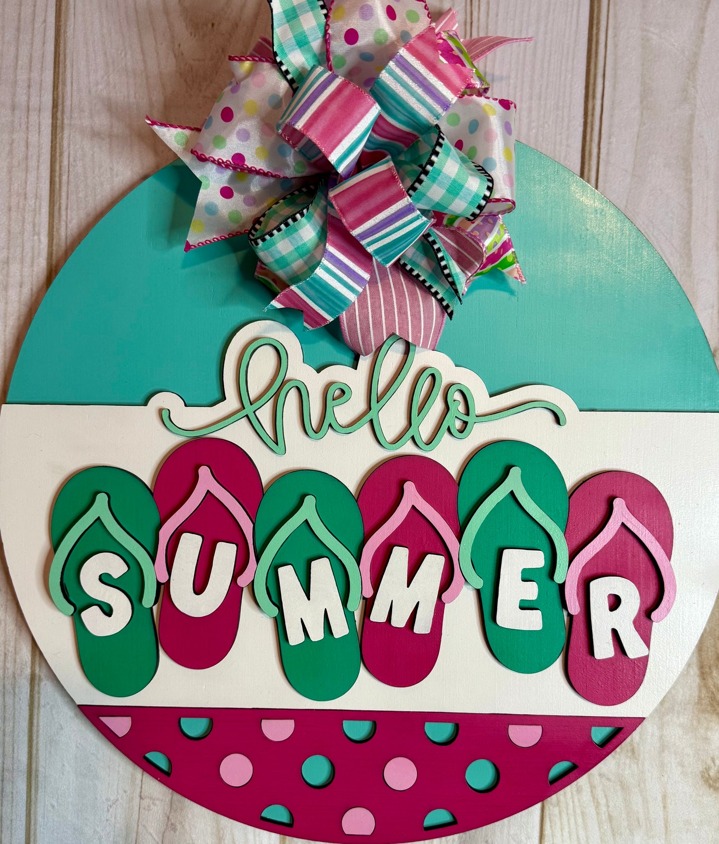 Hello Summer Flip Flops Wood Summer Door Hanger