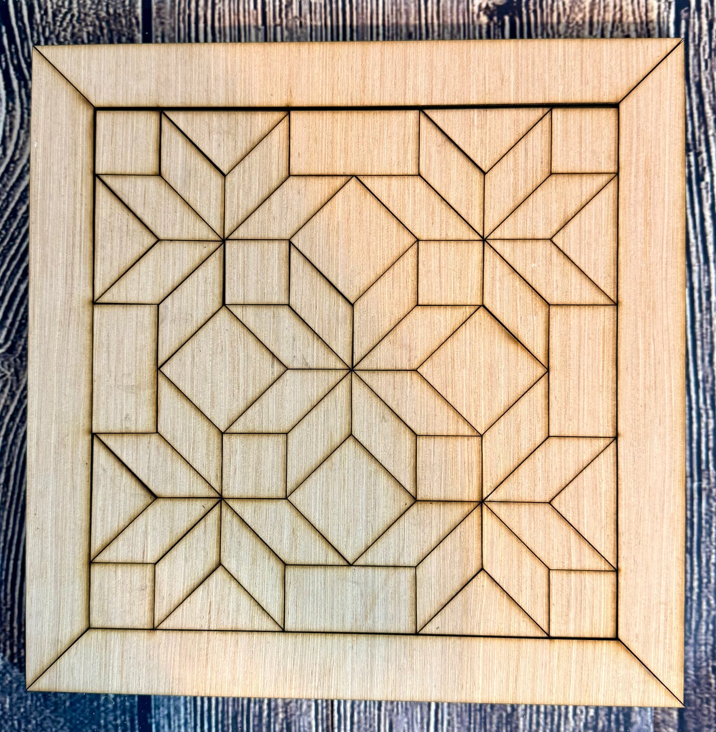 Winter Star Wood Barn Quilt Block Unfinished