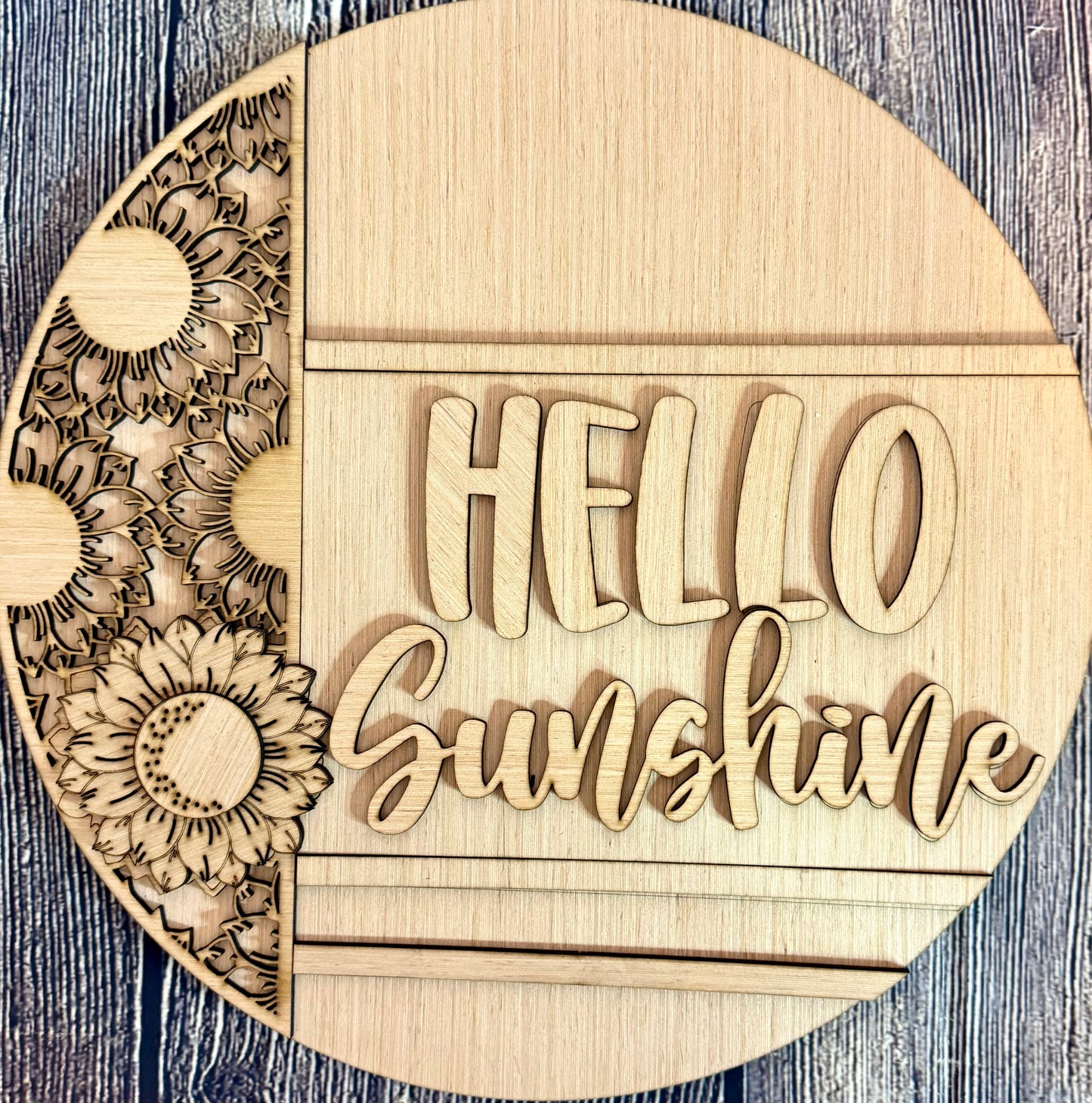 Sunflower Fall Hello Wood Door Hanger Blank