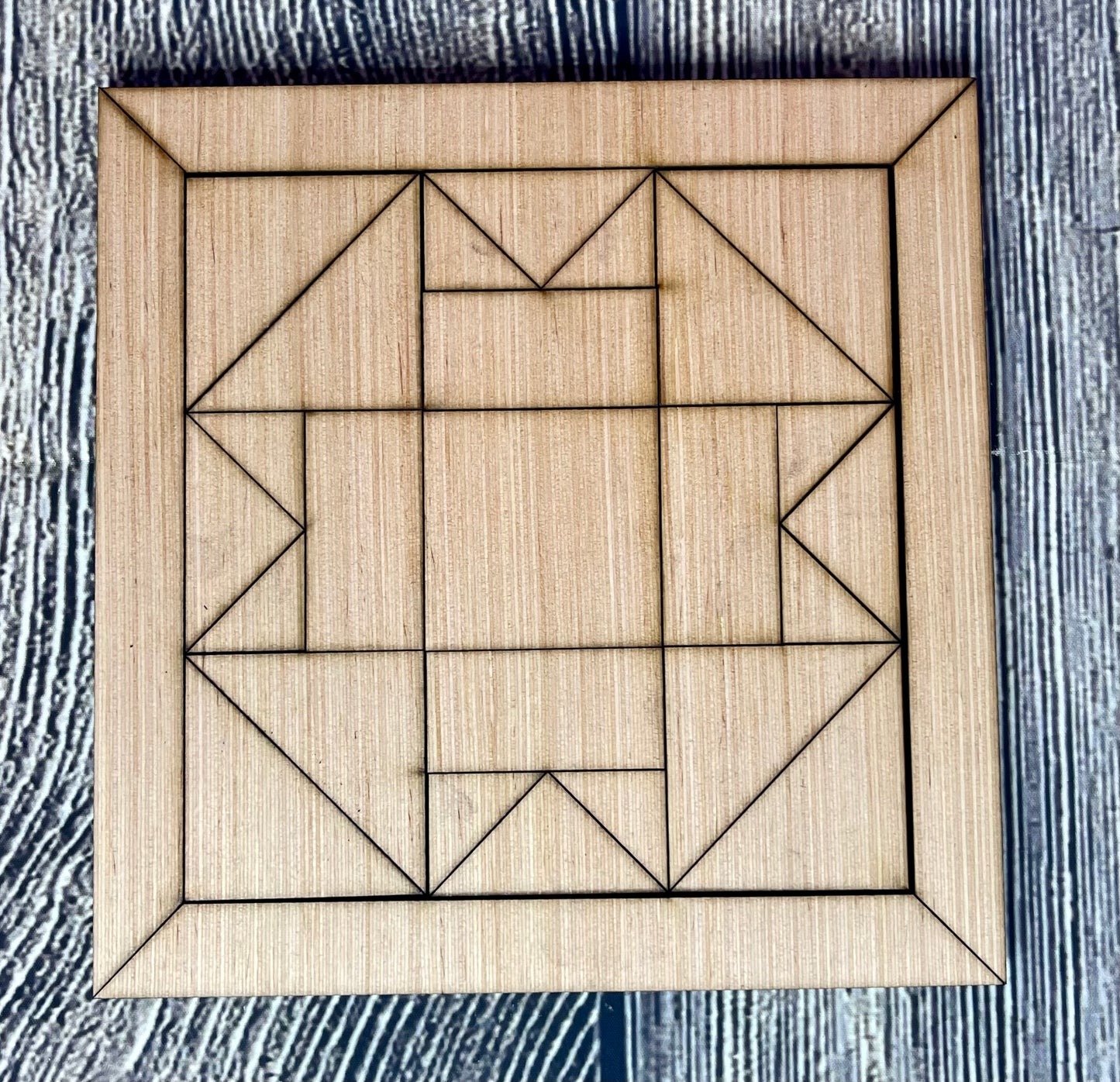 Folded Corners Wood Barn Quilt Block Unfinished