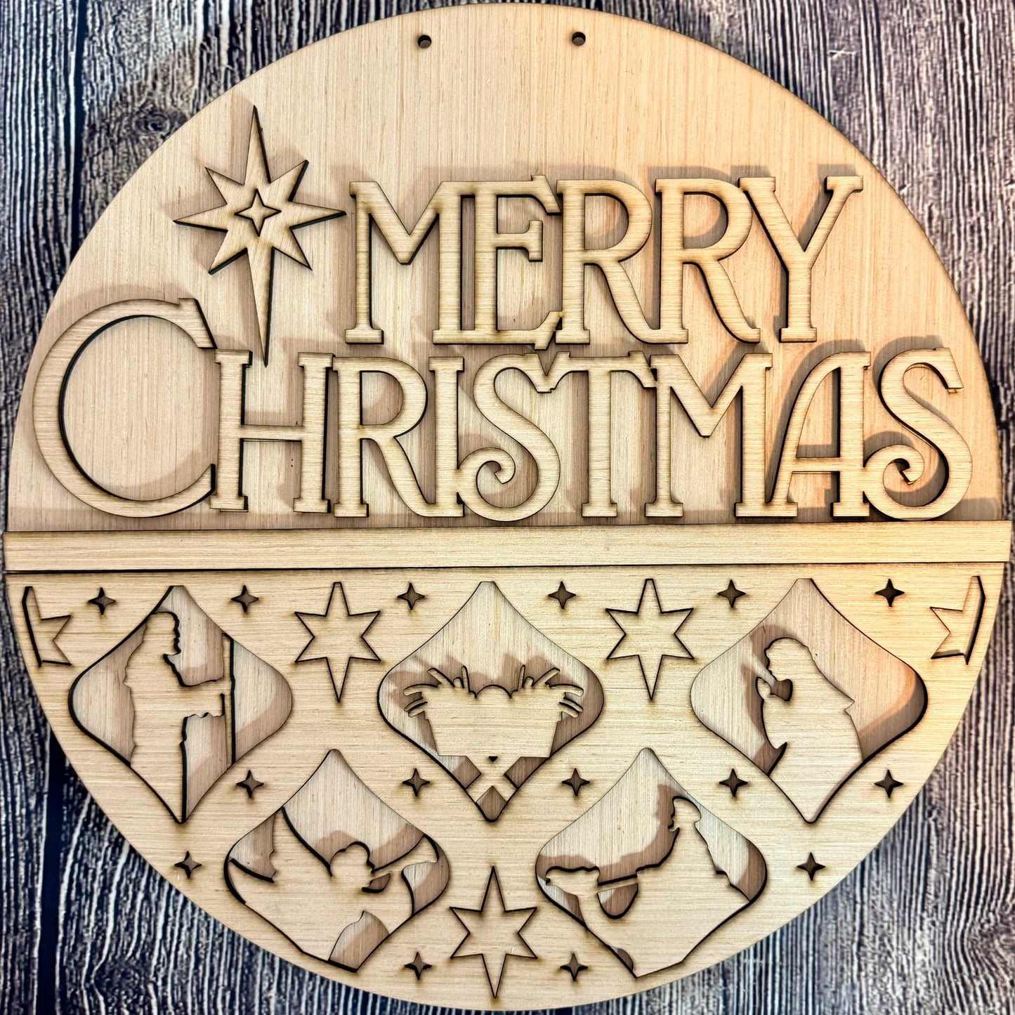 Elegant Nativity Christmas Door Hanger Blank