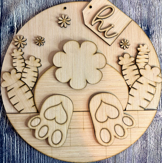 Bunny Butt Hi Happy Easter Door Hanger Blank