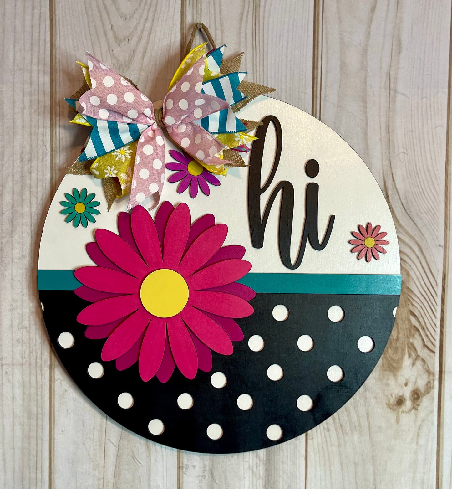 Daisy Hi Polka Dot Wood Door Hanger