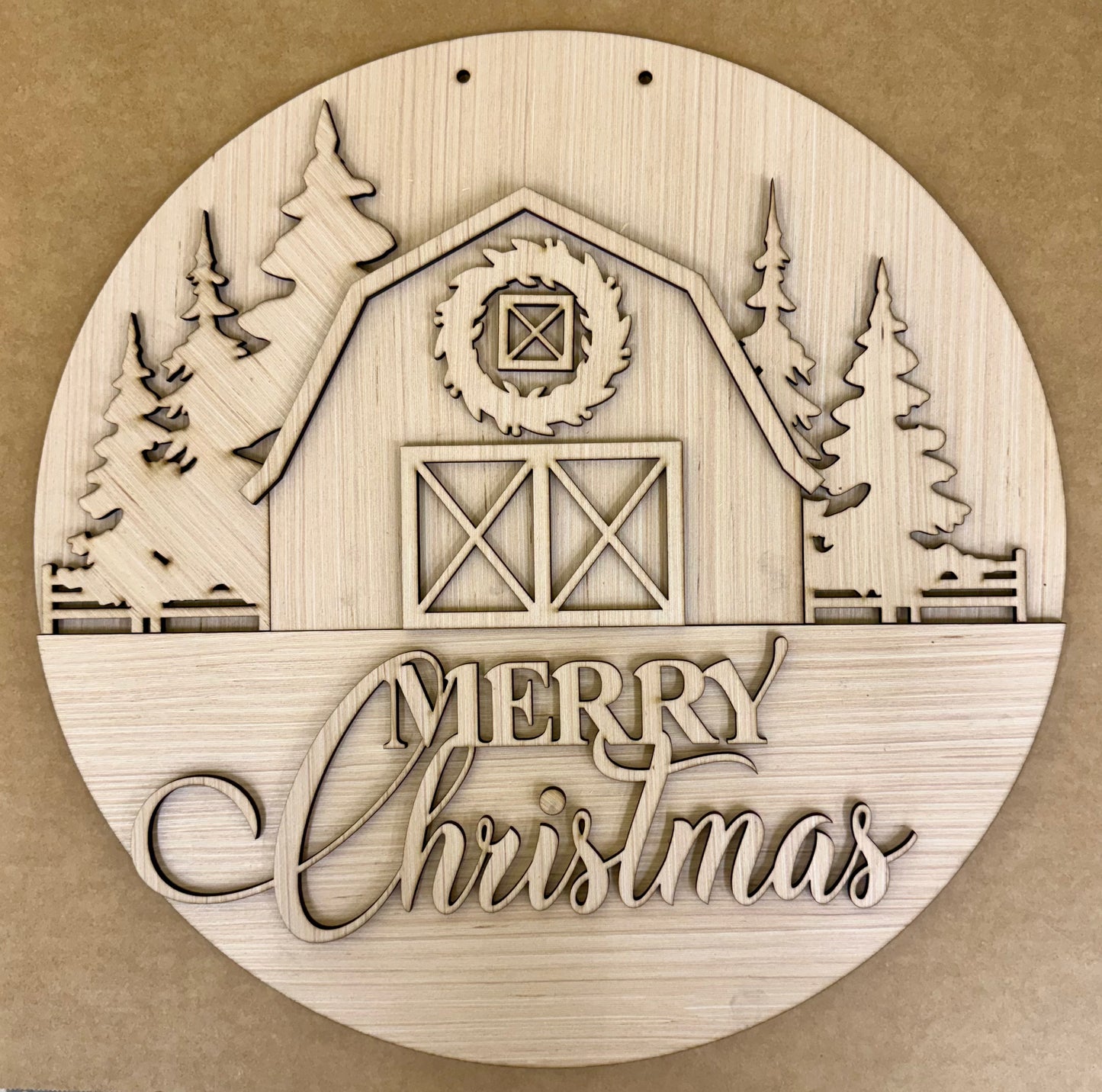 Merry Christmas Barn Wood Door Hanger Blank